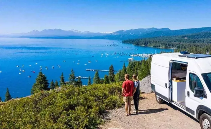 Couple camping at lake Couple camping at lake